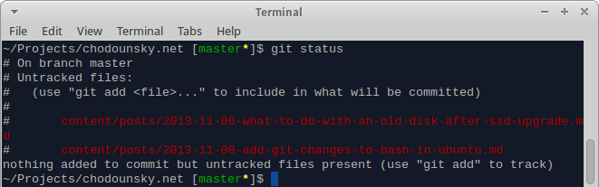 Bash with git changes